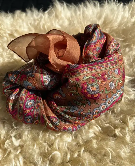 Wauw - Paisley silke tørklæde - Choco wine - One size