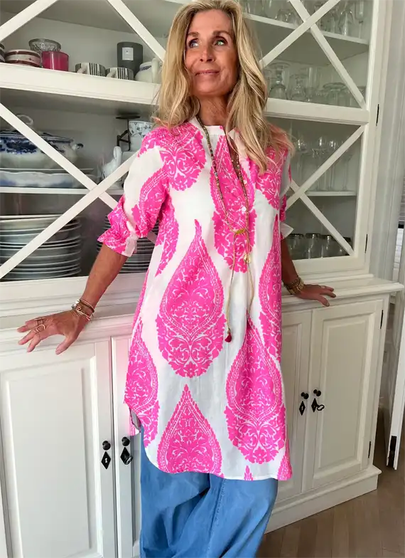 Wauw - Portofino Kjole - Neon Pink/White