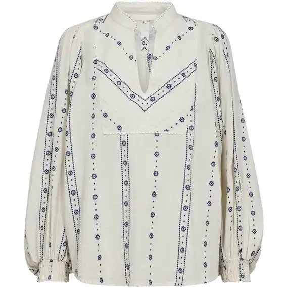 Gossia - Vibe Joe Blouse - Creme Blue Flowers