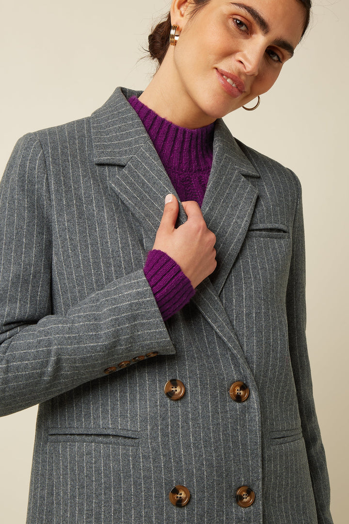 King Louie - Lea Blazer Brando Stripe - Grey Melange