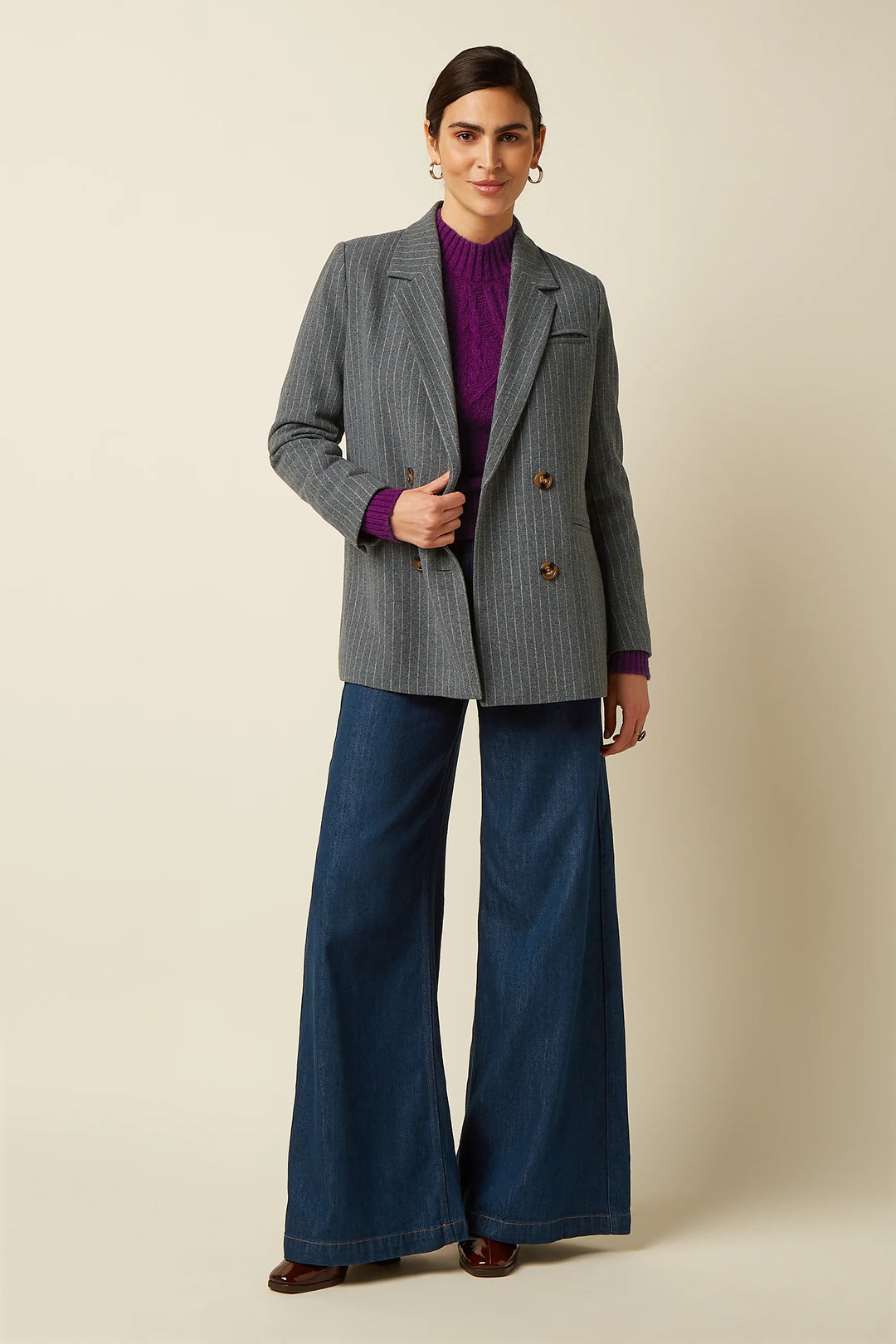 King Louie - Lea Blazer Brando Stripe - Grey Melange
