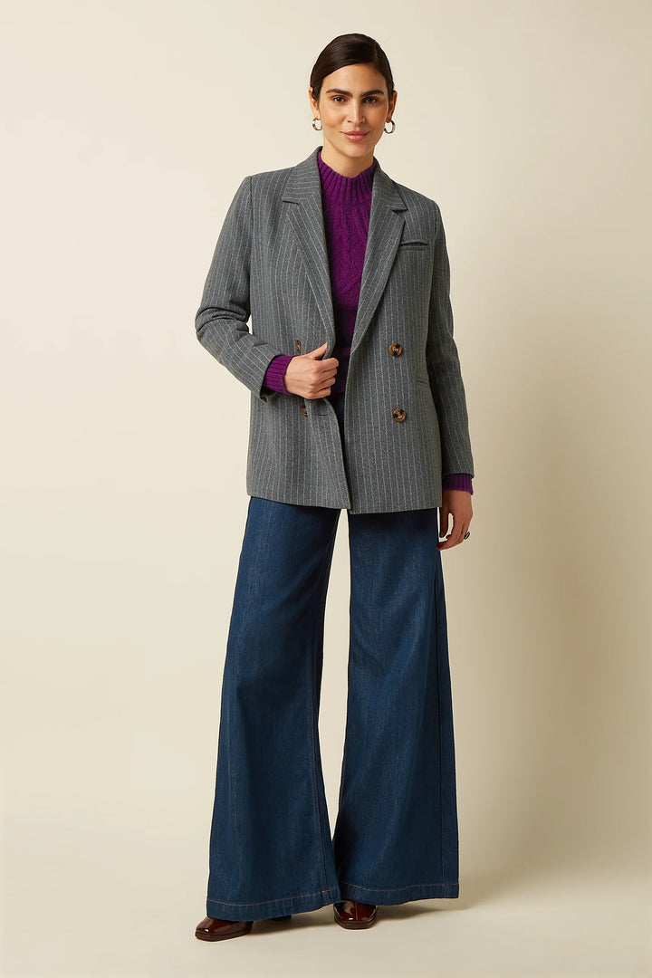 King Louie - Lea Blazer Brando Stripe - Grey Melange
