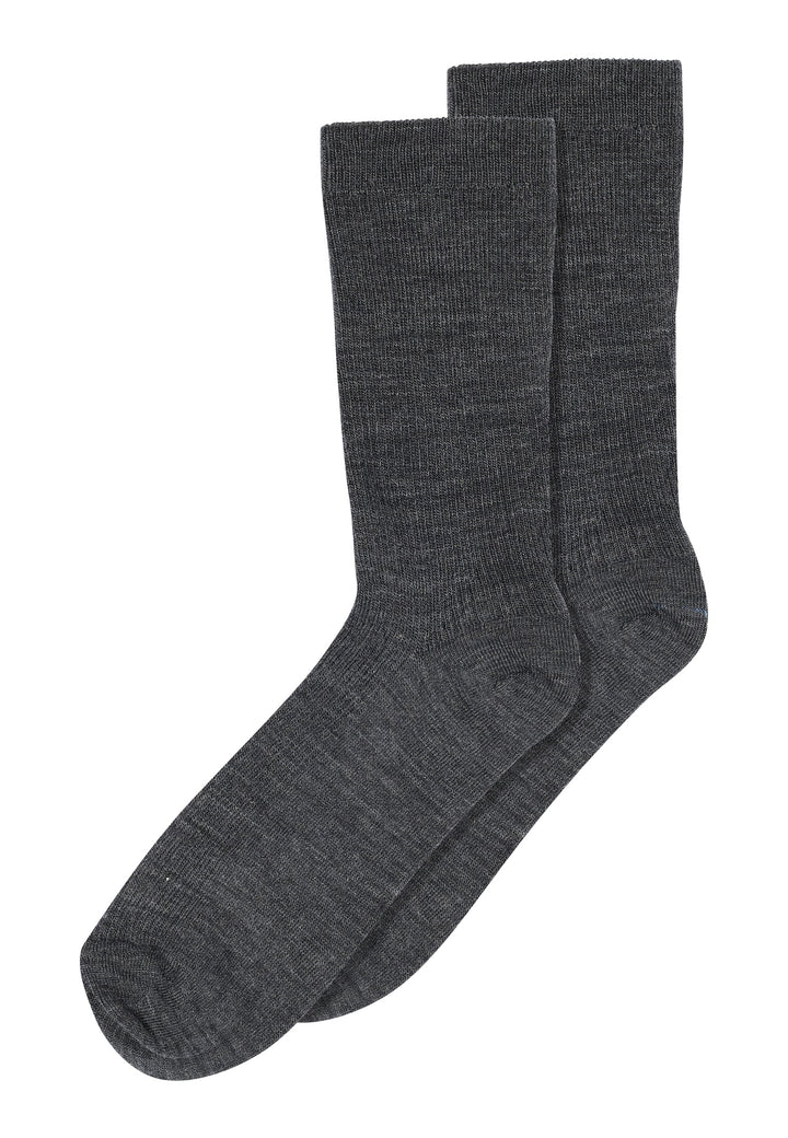 MP - Fine Wool Rib Socks - Dark Grey Melange