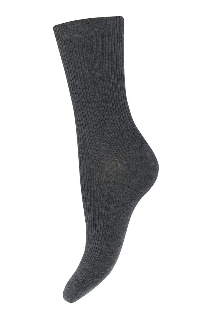 MP - Fine Wool Rib Socks - Dark Grey Melange