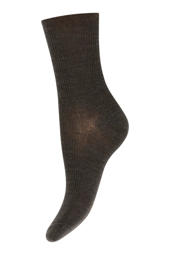 MP - Fine Wool Rib Socks - Dark Brown