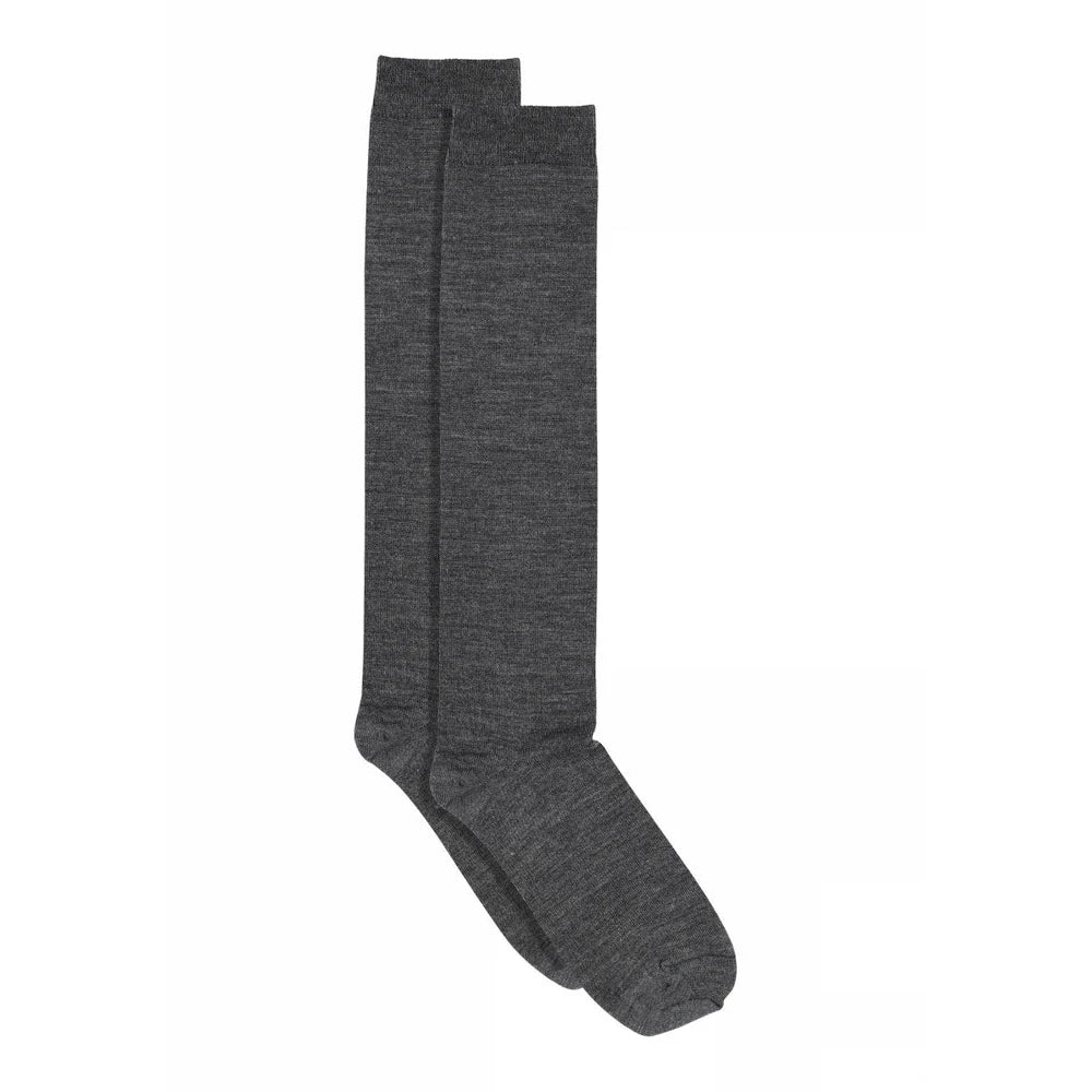 MP - Wool/cotton knæstrømper - Dark Grey Melnage