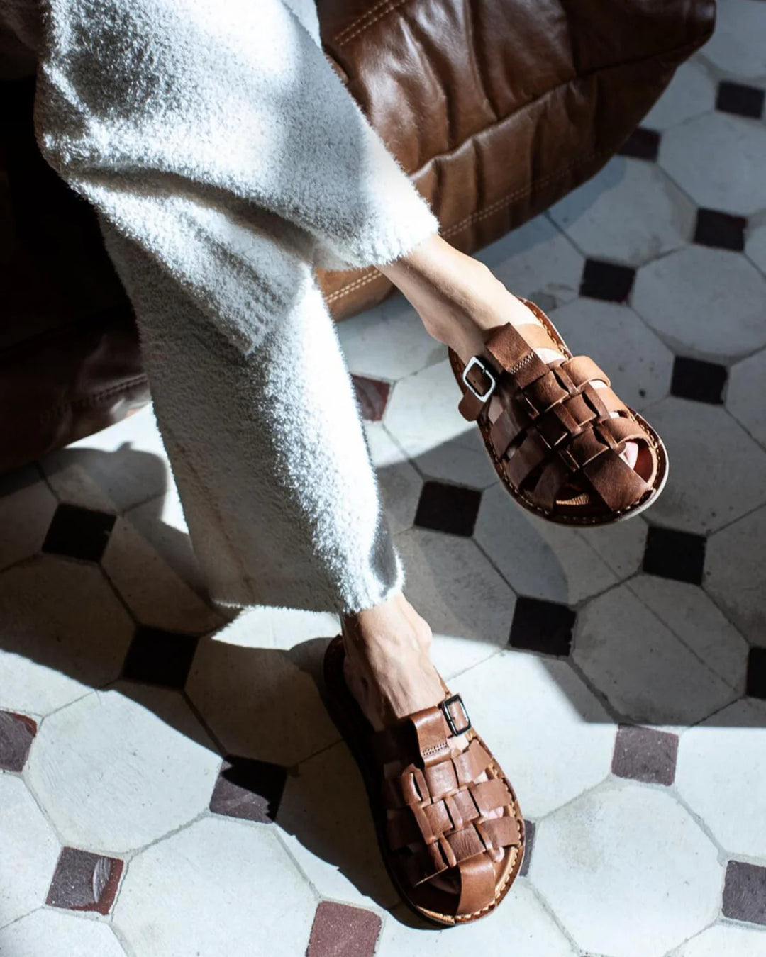 VIBAe - Amalfi Leather sandal - cognac brown