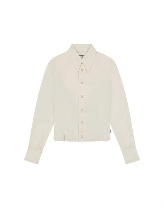 Wrangler - Femme Peplum Skjorte - Pinstar White