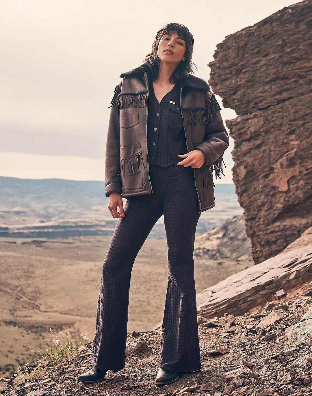Wrangler - Relaxed Fringe Wrange Jakke - Brown Leather