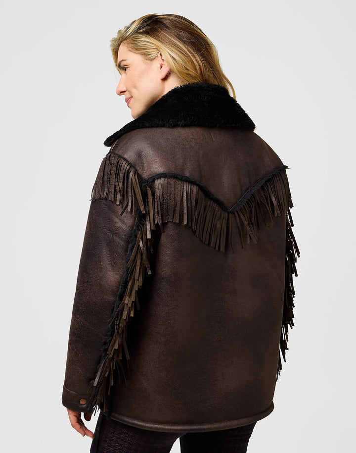 Wrangler - Relaxed Fringe Wrange Jakke - Brown Leather