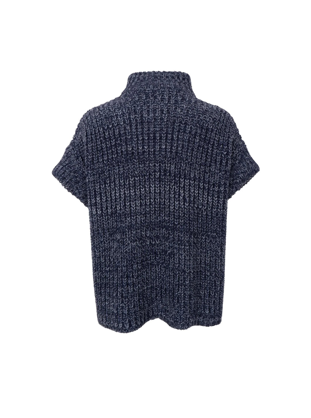 Black Colour - Drew Zipper Knit Vest - Navy - Onesize