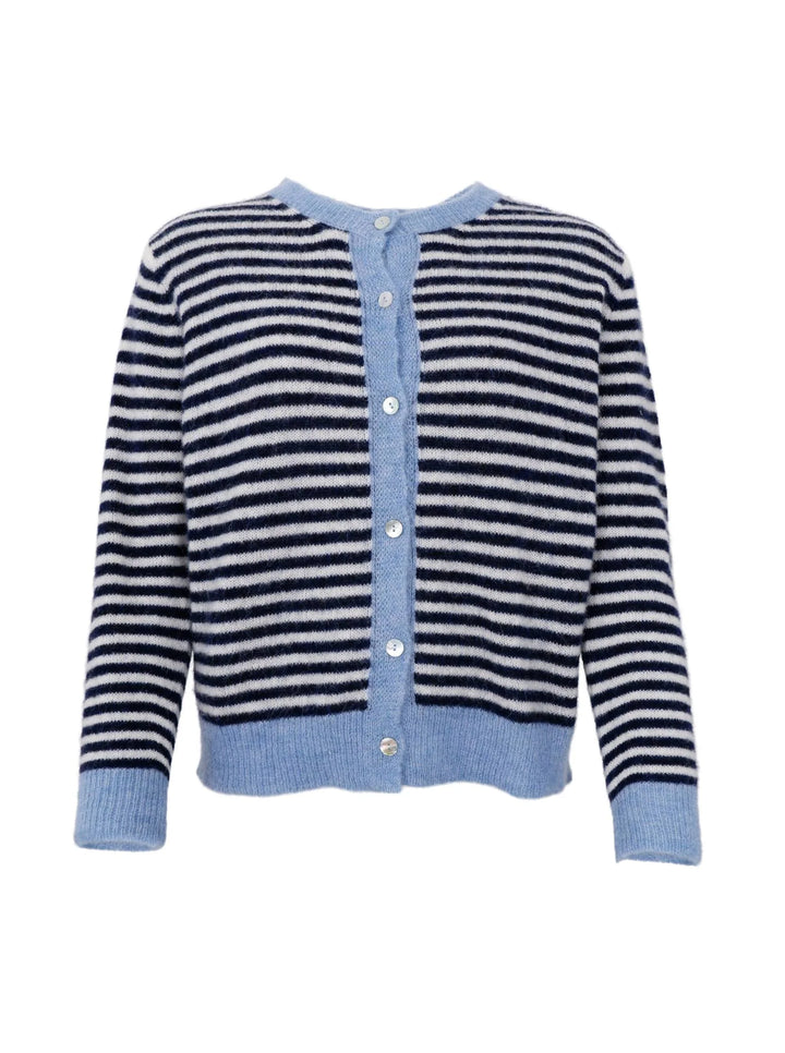 Black Colour - Dell stribet cardigan - Navy