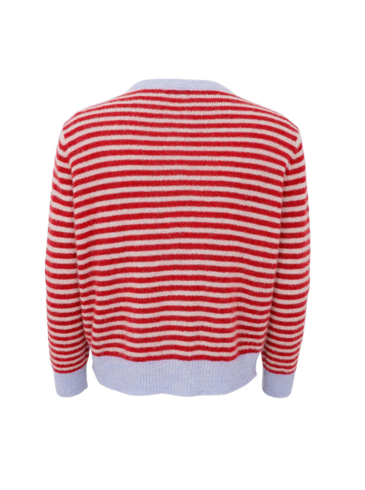 Black Colour - Dell stribet cardigan - Red