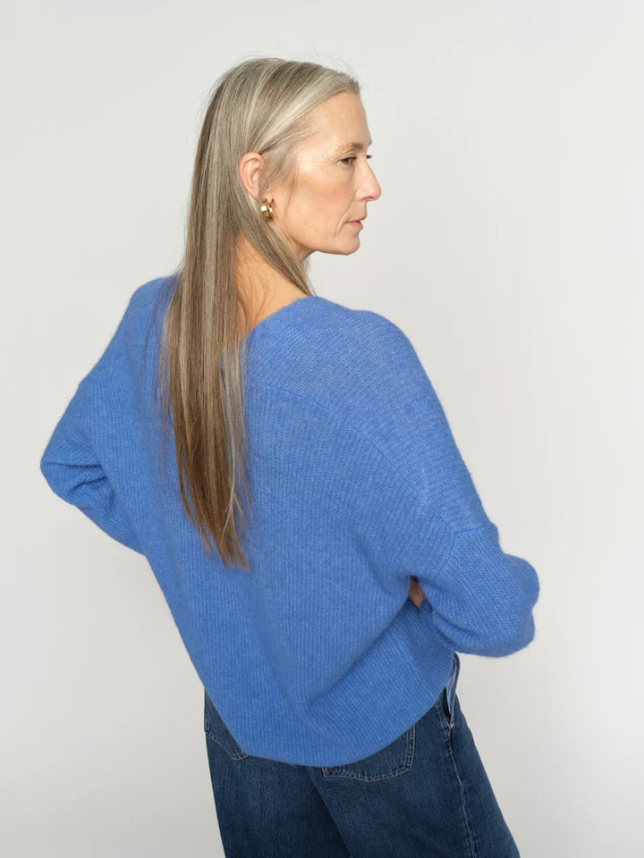 Mos Mosh - Thora V-Neck strik - Ultramarine