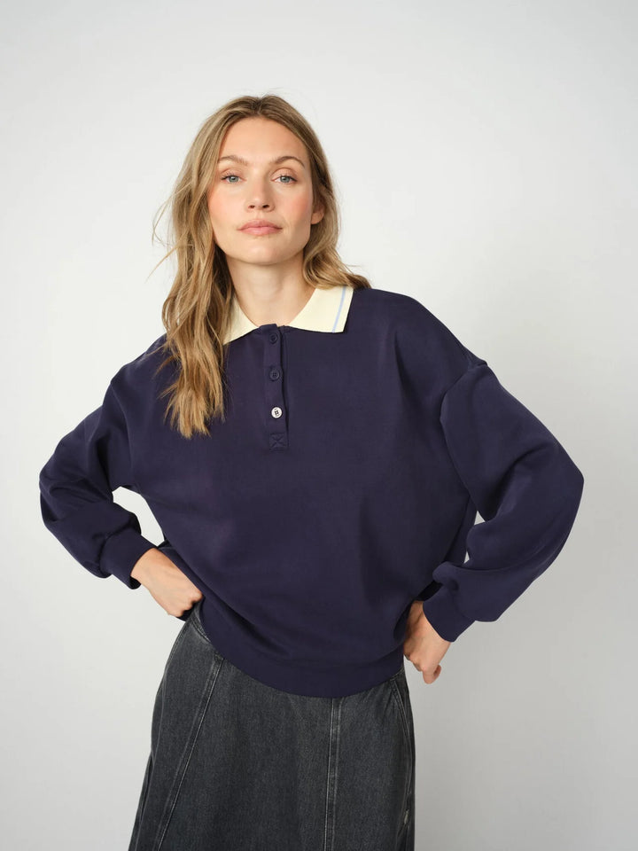 Mos Mosh - Vada Polo Sweatshirt - Maritime Blue