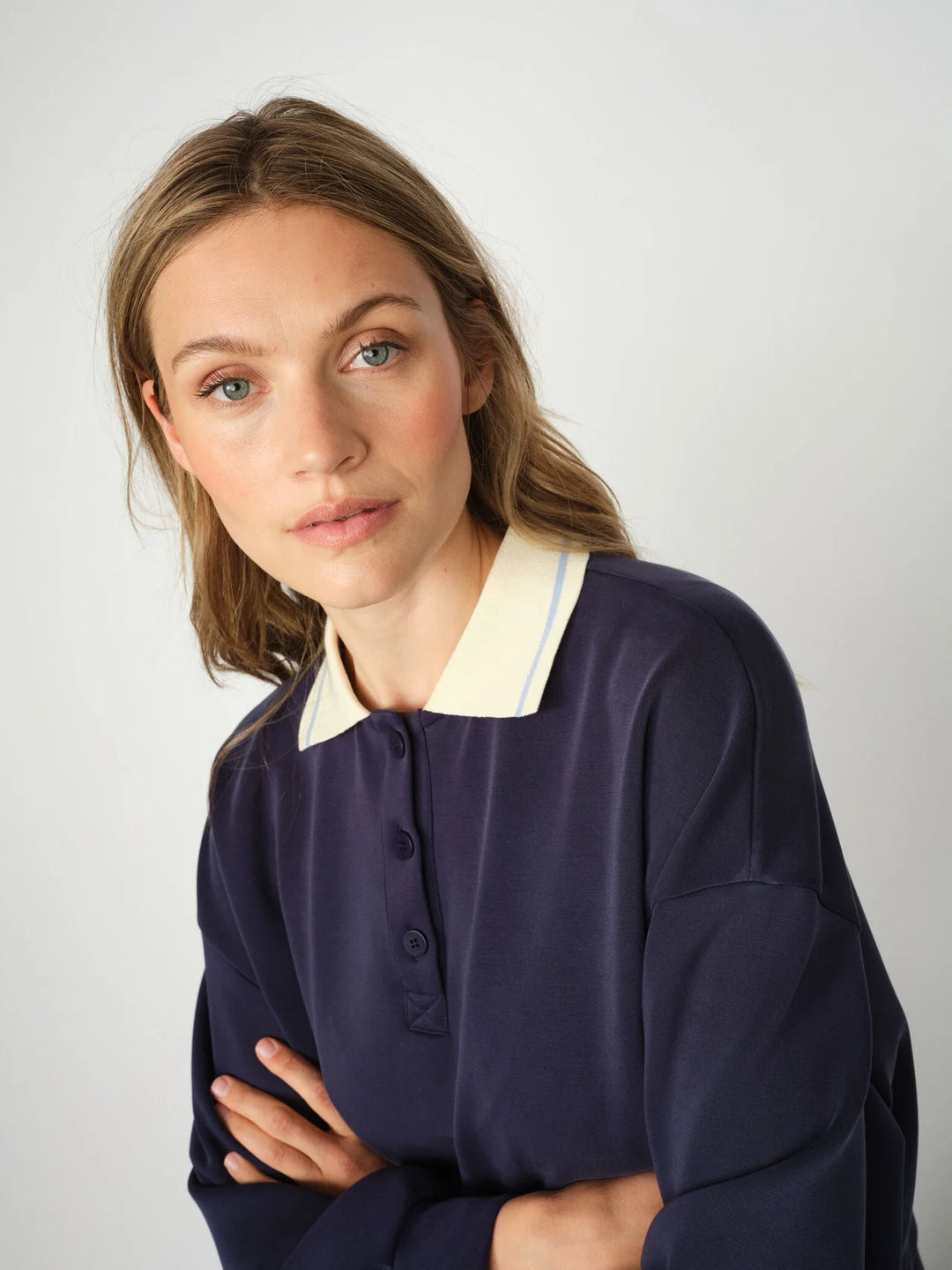 Mos Mosh - Vada Polo Sweatshirt - Maritime Blue