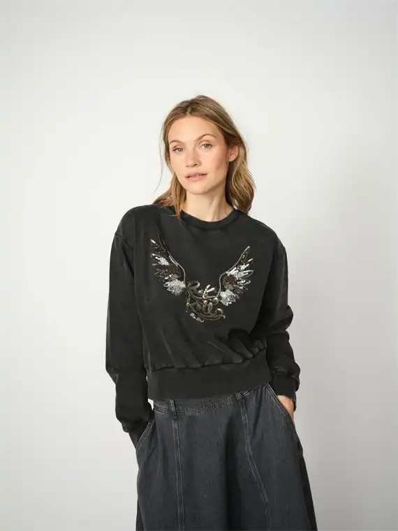 Mos Mosh - Cosette O-LS Deco Sweatshirt - Phantom