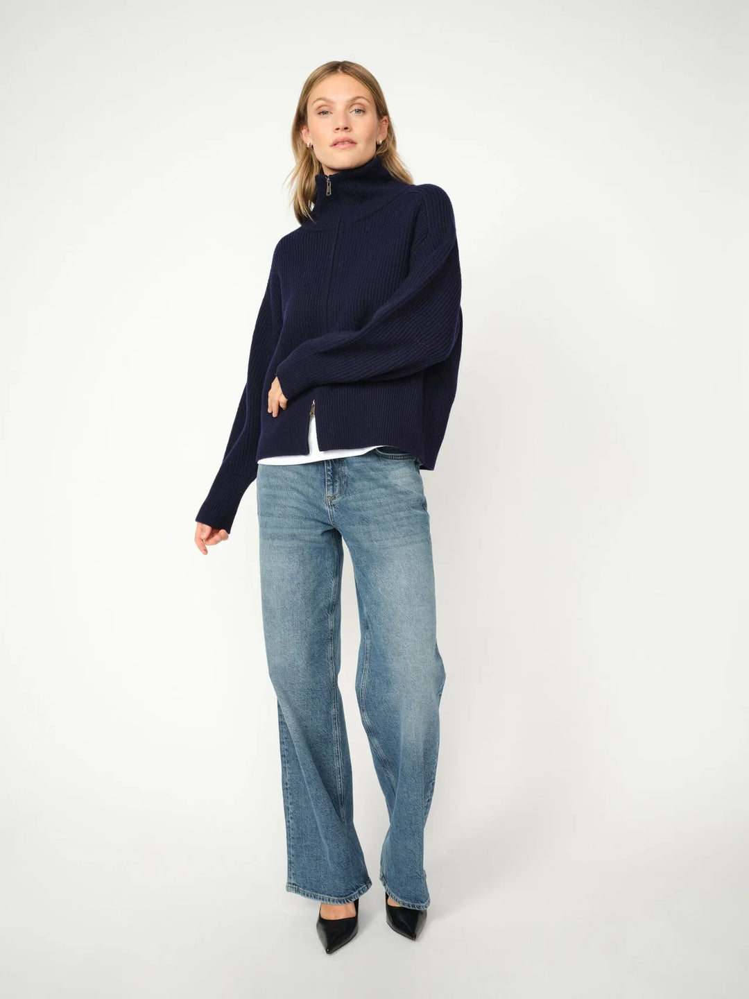 Mos Mosh - Amity Zip Strik Cardigan - Maritime Blue