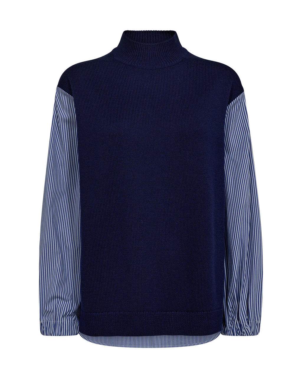 Mos Mosh - Juella LS Stripes Combi Strik - Maritime Blue
