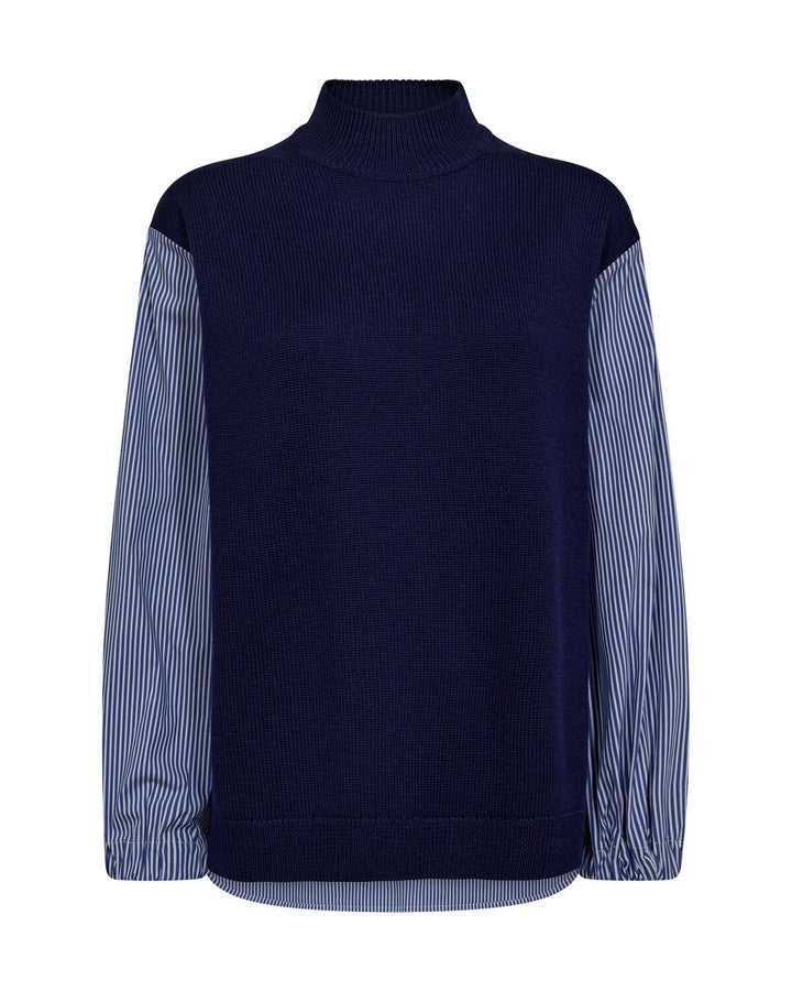 Mos Mosh - Juella LS Stripes Combi Strik - Maritime Blue