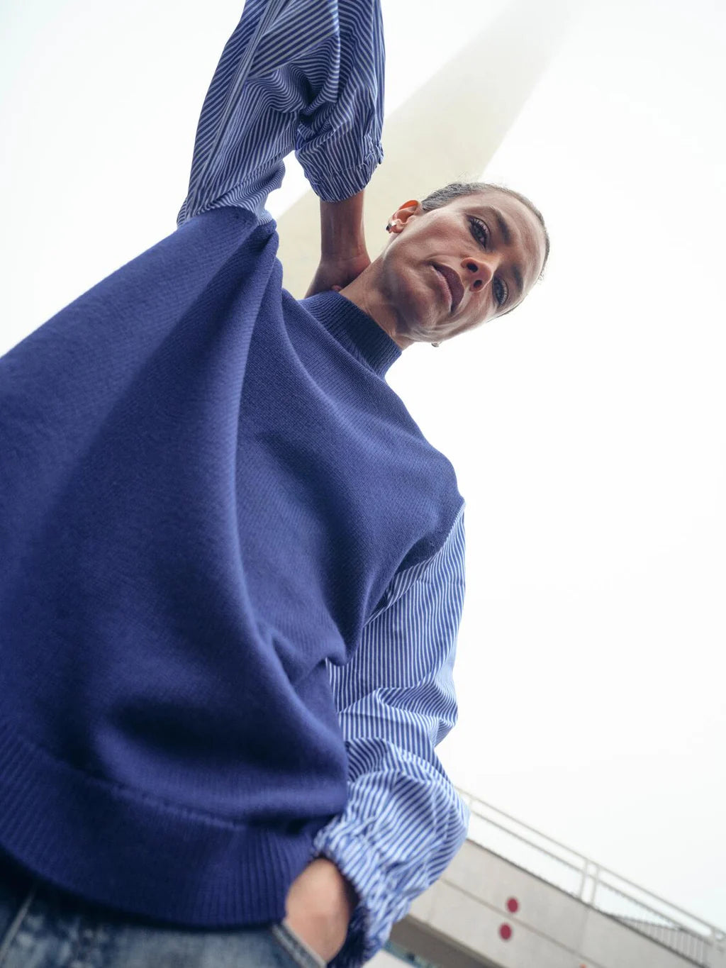 Mos Mosh - Juella LS Stripes Combi Strik - Maritime Blue