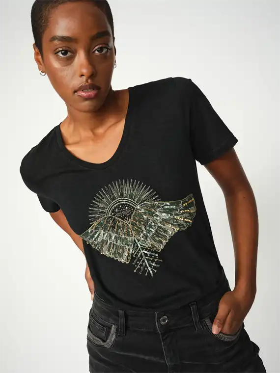 Mos Mosh - Nadine O-ss Deco T-shirt - Black