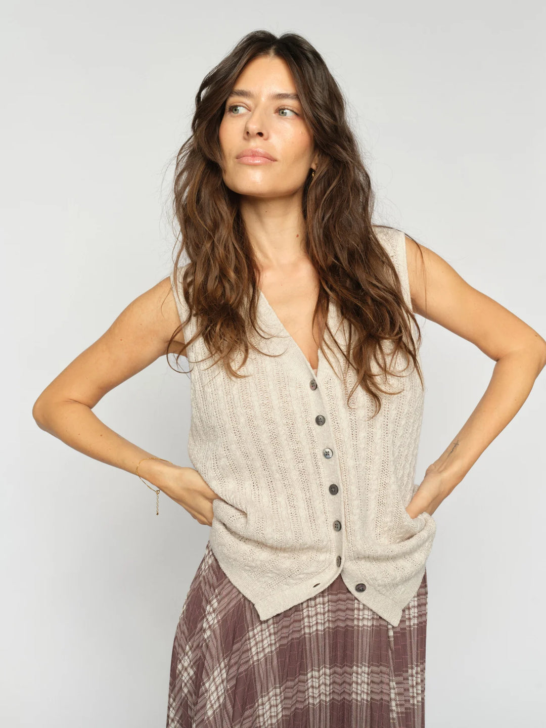 Mos Mosh - Rinja Marisol Line Strik Top - Ecru