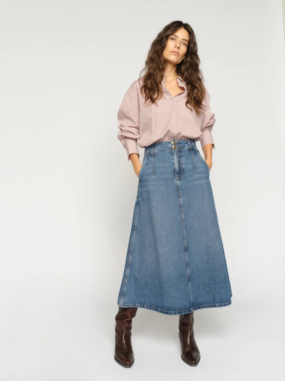 Mos Mosh - Leala Denim Nederdel - Mid Blue