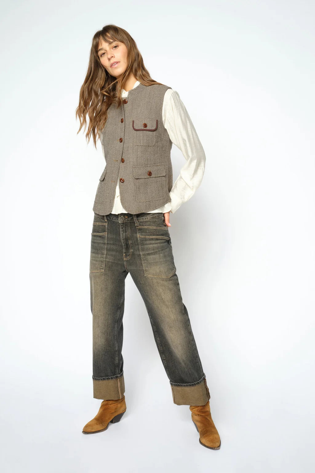 Mos Mosh - Abigail Utah Vest - Dark Camel