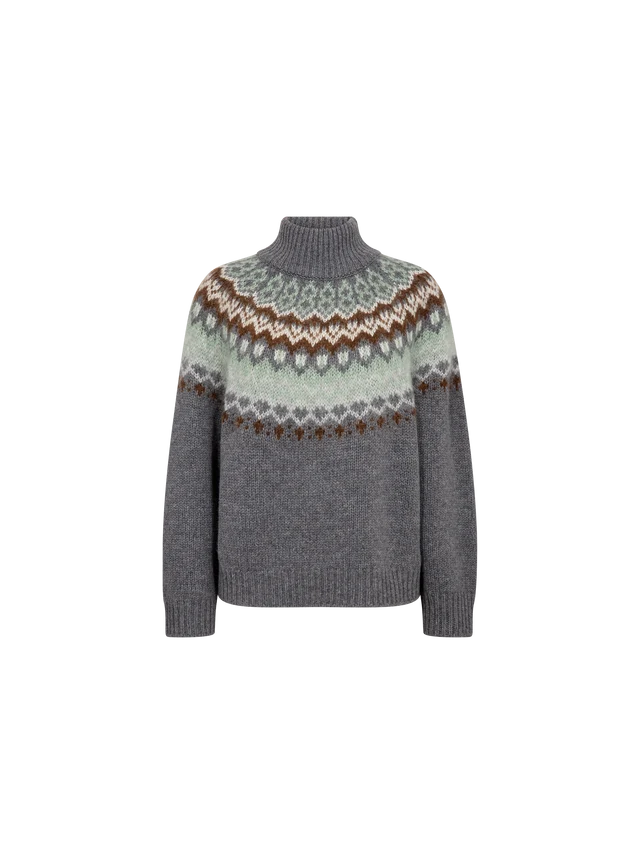 Mos Mosh - MMDaya Fjord Highneck Knit - Thunderstorm