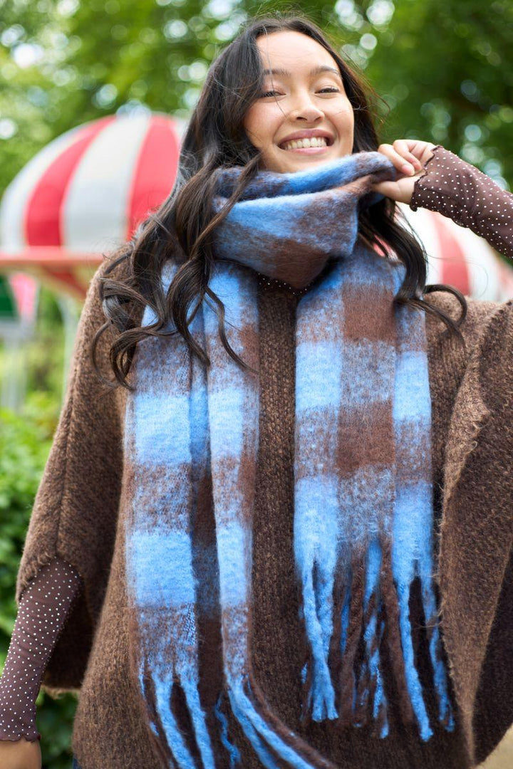 Black Colour - North Soft Winter Scarf - Blue/Mocha - Onesize