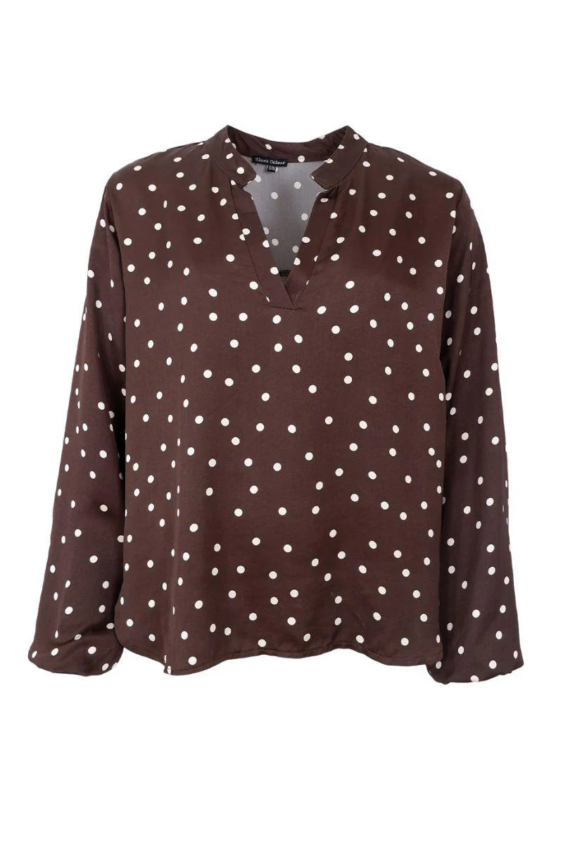 Black Colour - Valery LS Blouse - Coffee