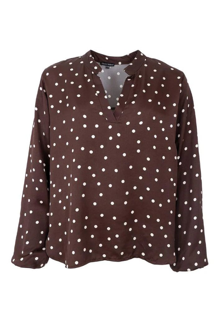 Black Colour - Valery LS Blouse - Coffee