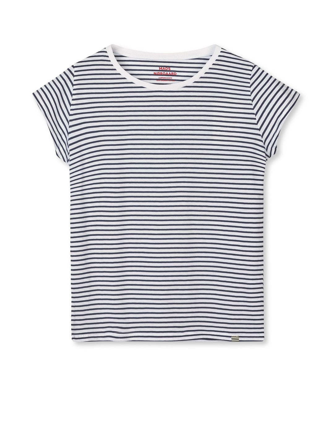 Mads Nørgaard - Fine Jersey Stripe Teasy Tee fav - White/Black