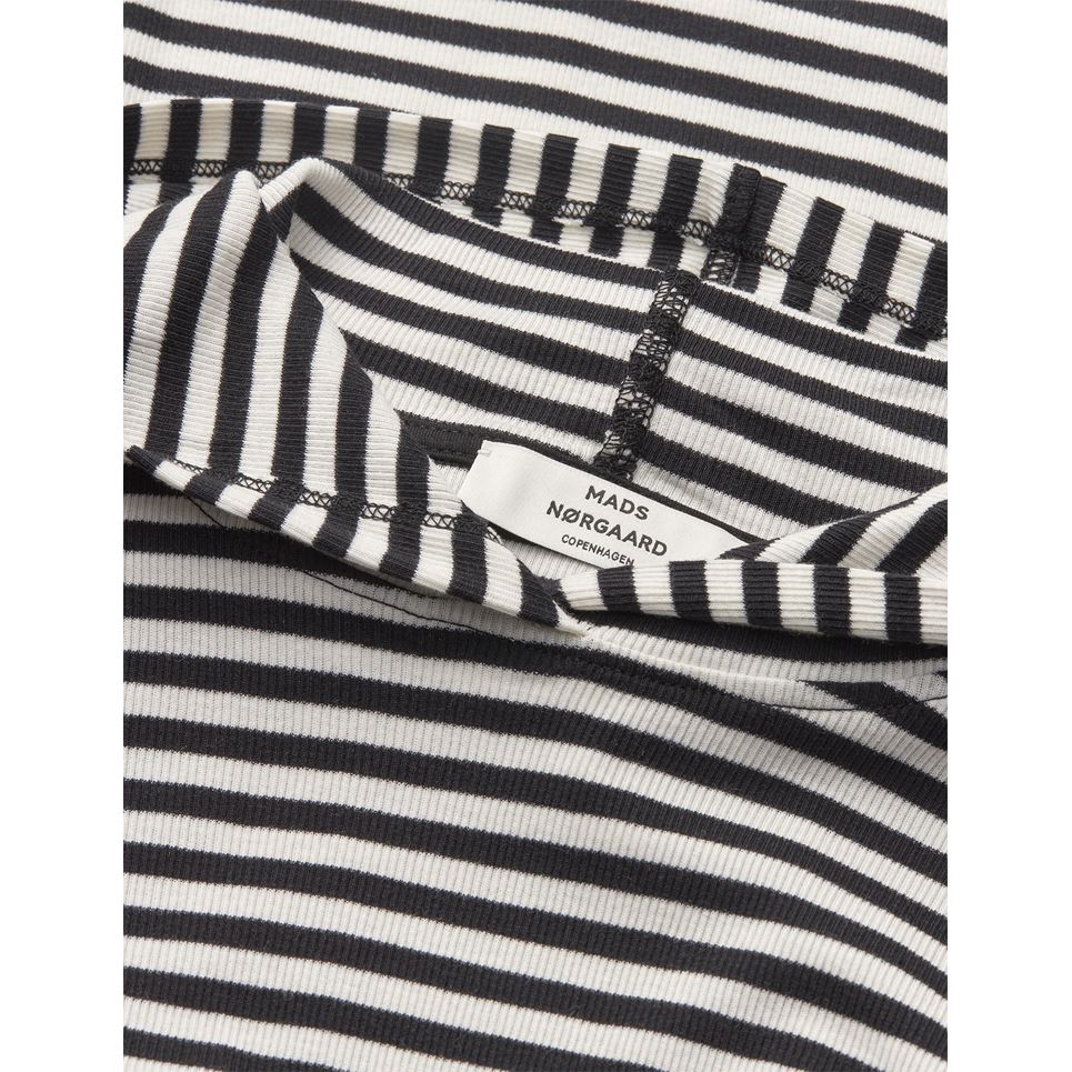 Mads Nørgaard - 2x2 Cotton Stripe Tutti Hood - Black/Vanilla Ice