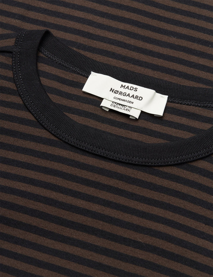 Mads Nørgaard - Grace Jersey Stripe Camille Tee LS - Black/Turkish Coffe
