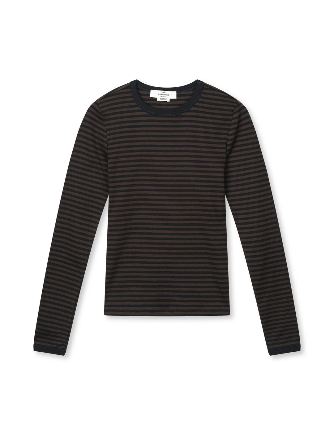Mads Nørgaard - Grace Jersey Stripe Camille Tee LS - Black/Turkish Coffe