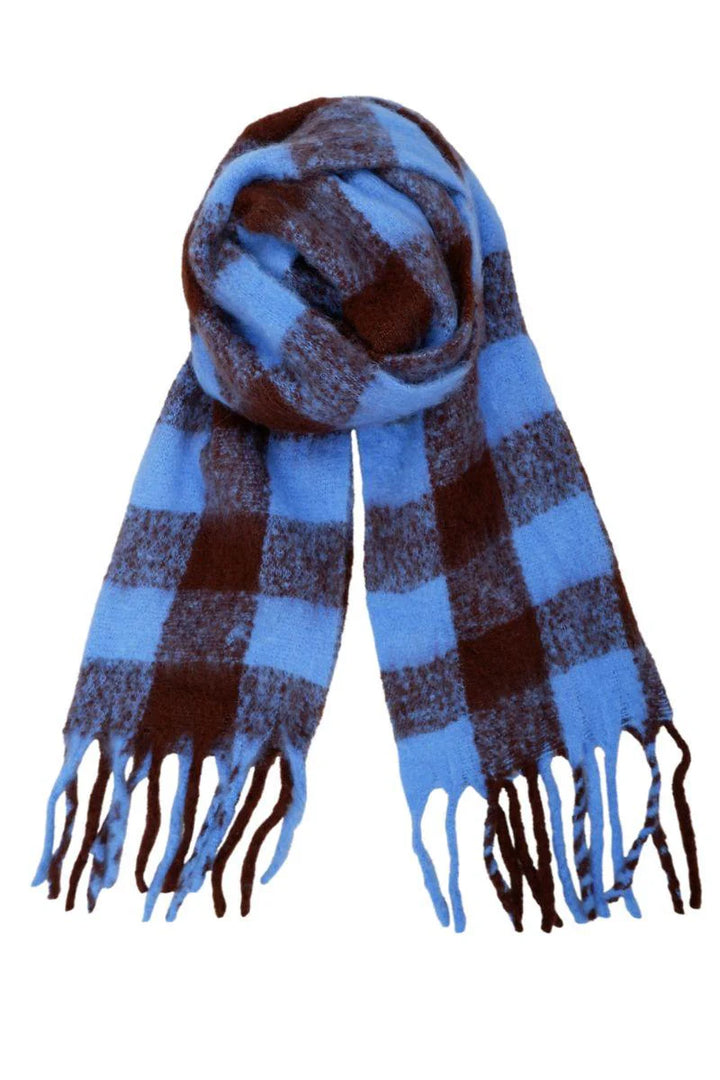 Black Colour - North Soft Winter Scarf - Blue/Mocha - Onesize