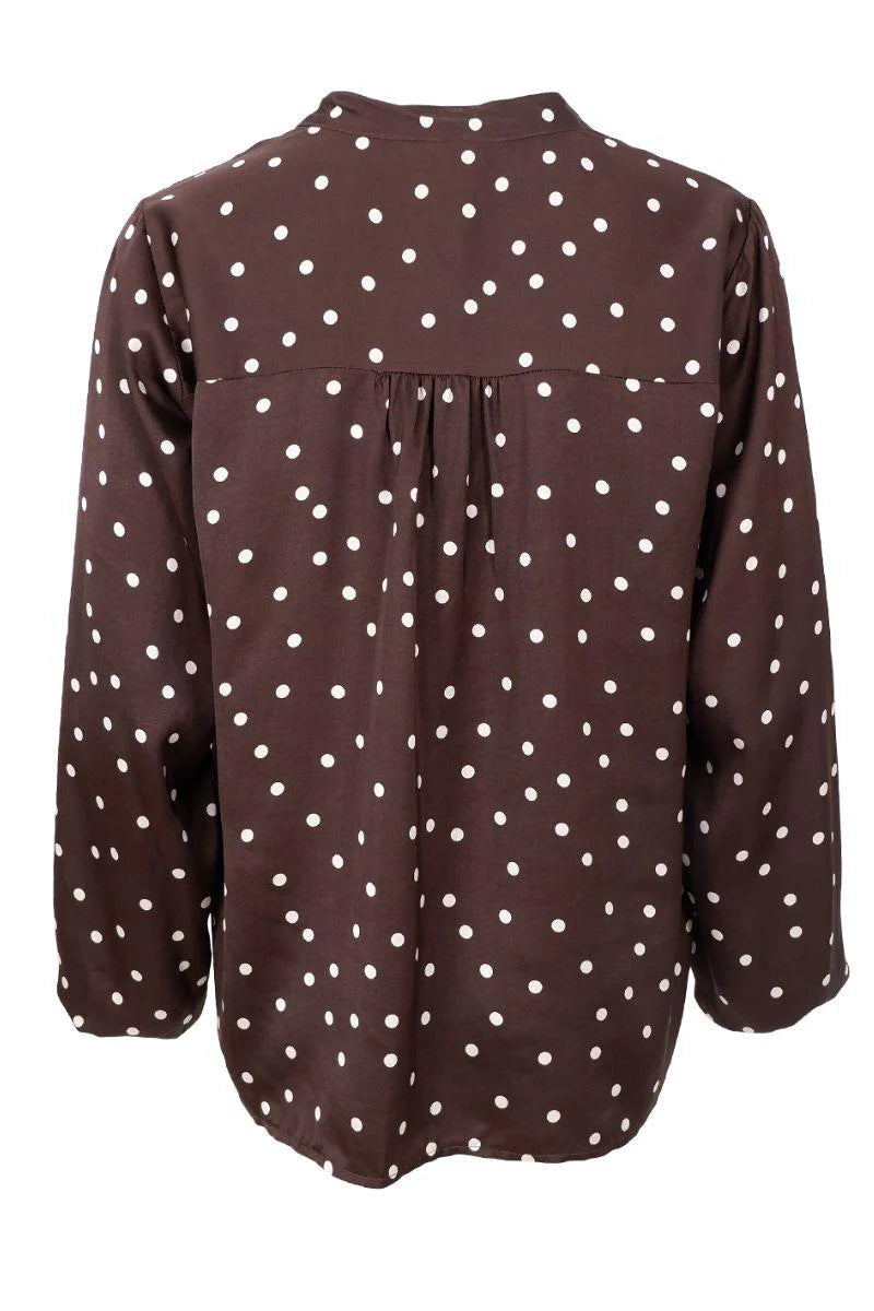 Black Colour - Valery LS Blouse - Coffee