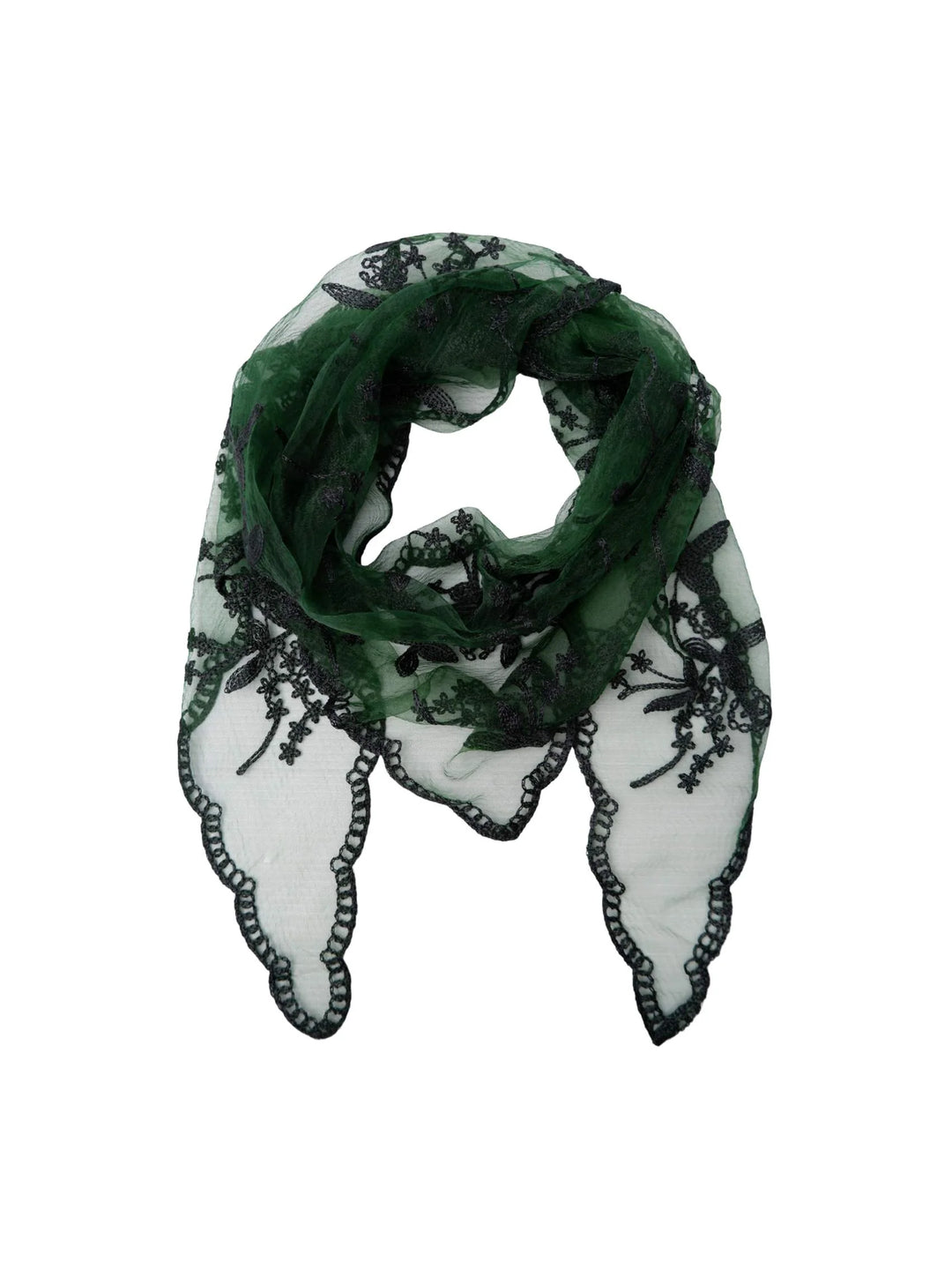 Black Colour - Miriana Triangle Blonde Scarf - Bottle Green - Onesize