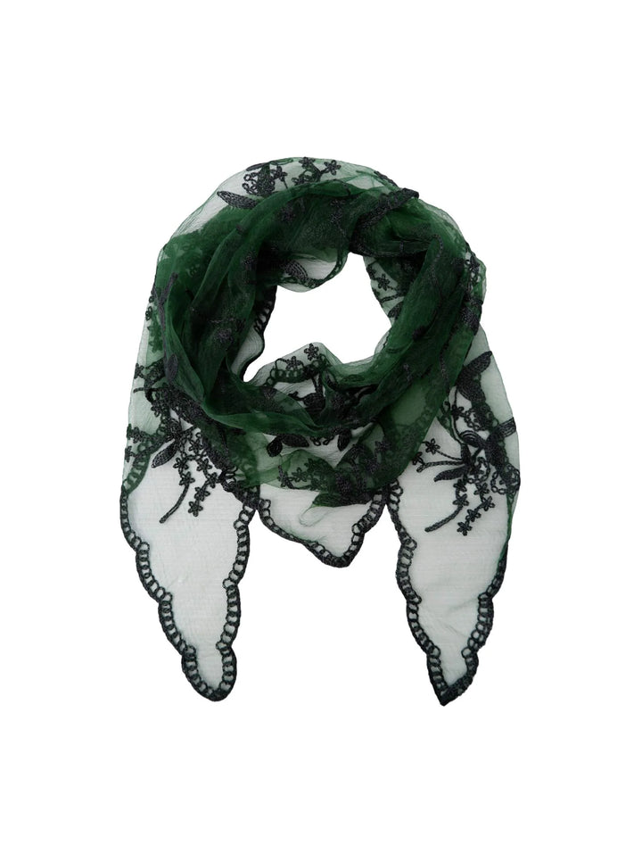 Black Colour - Miriana Triangle Blonde Scarf - Bottle Green - Onesize