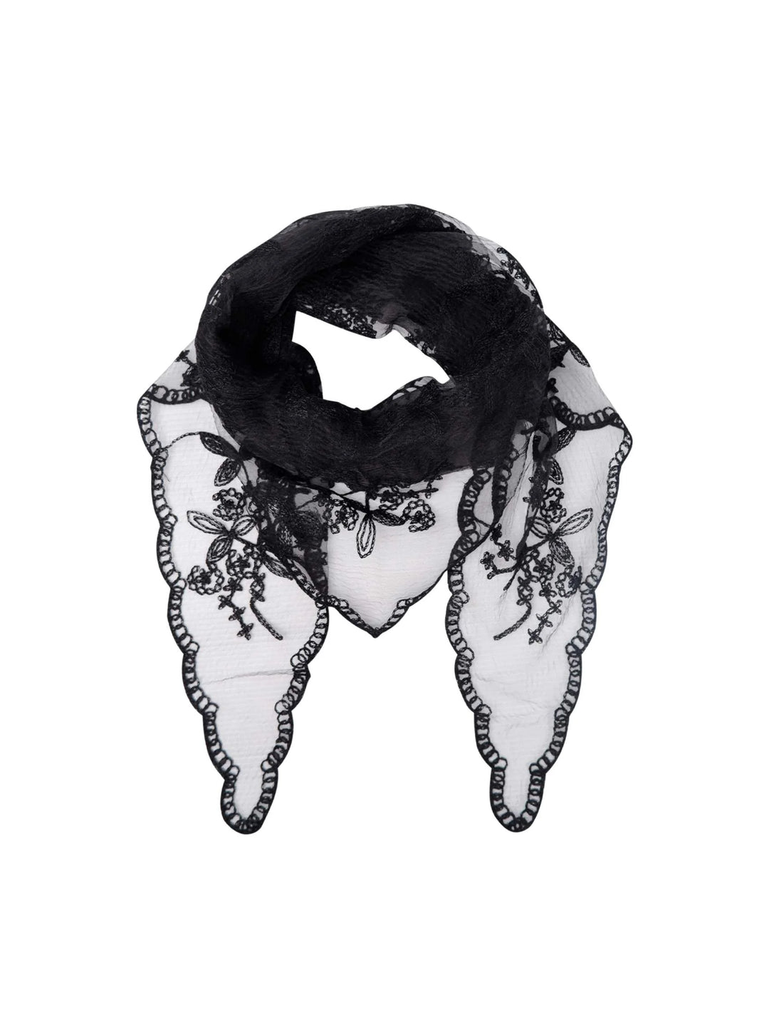 Black Colour - Miriana Triangle Lace Scarf - Black - Onesize