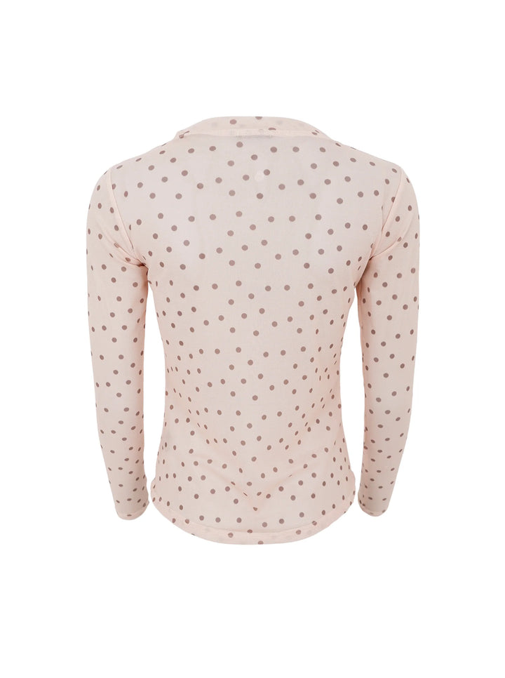 Black Colour - Annie Mesh Blouse - Powder Dot