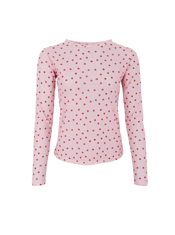 Black Colour - Annie Mesh Blouse - Rose Dot