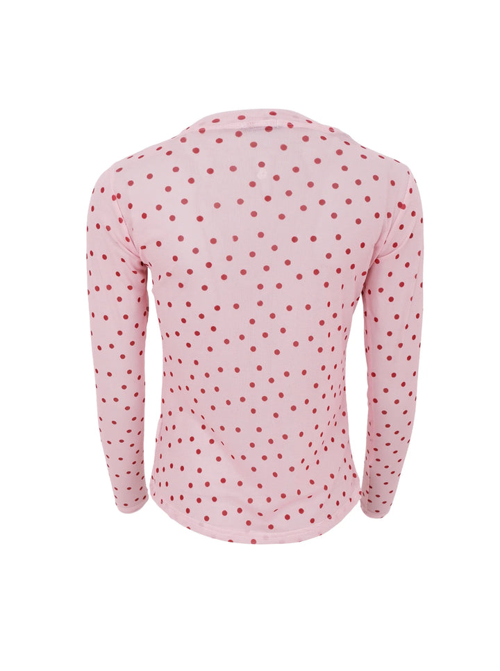 Black Colour - Annie Mesh Blouse - Red Dot