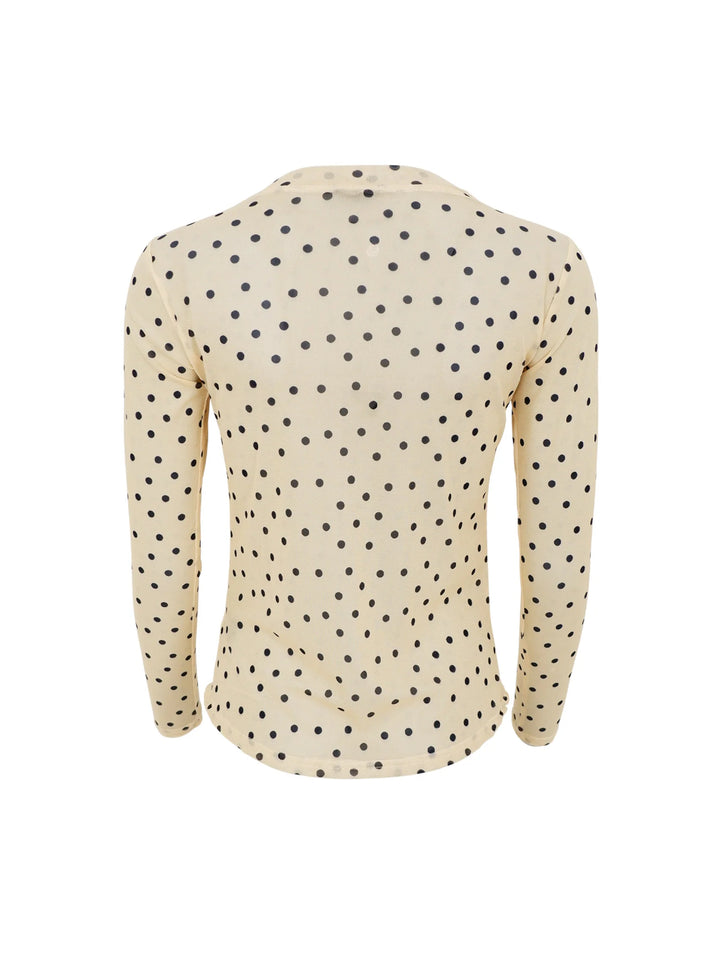 Black Colour - Annie Mesh Blouse - Yellow Dot