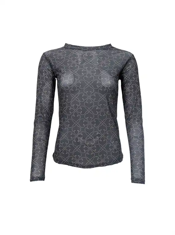 Black Colour - Annie Mesh Blouse - Black Deco