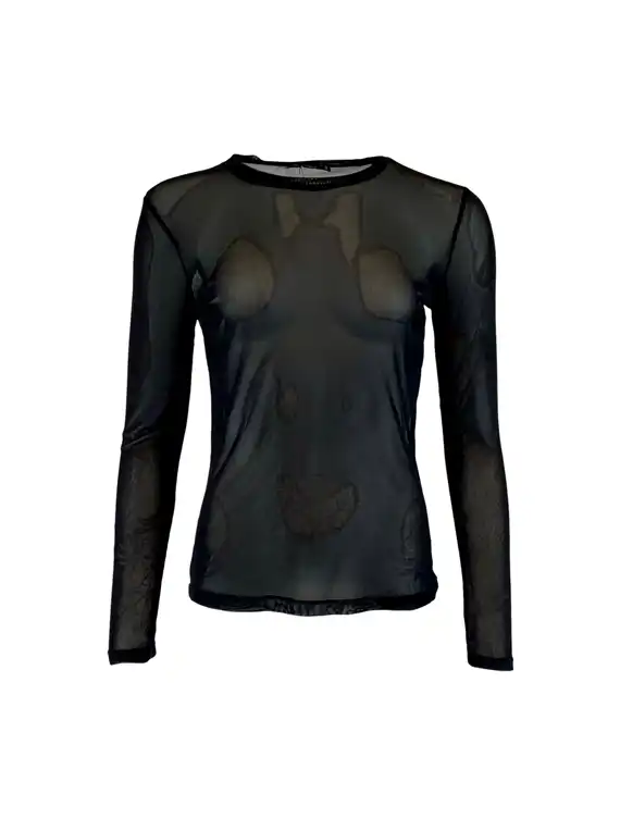 Black Colour - Annie Mesh Blouse - Black