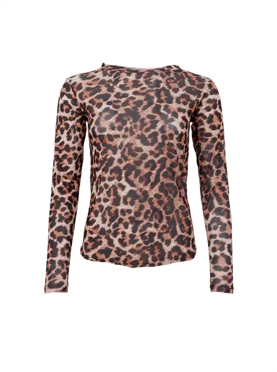 Black Colour - Annie Mesh Blouse - Brown Leo