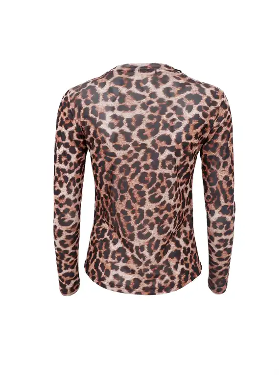 Black Colour - Annie Mesh Blouse - Brown Leo